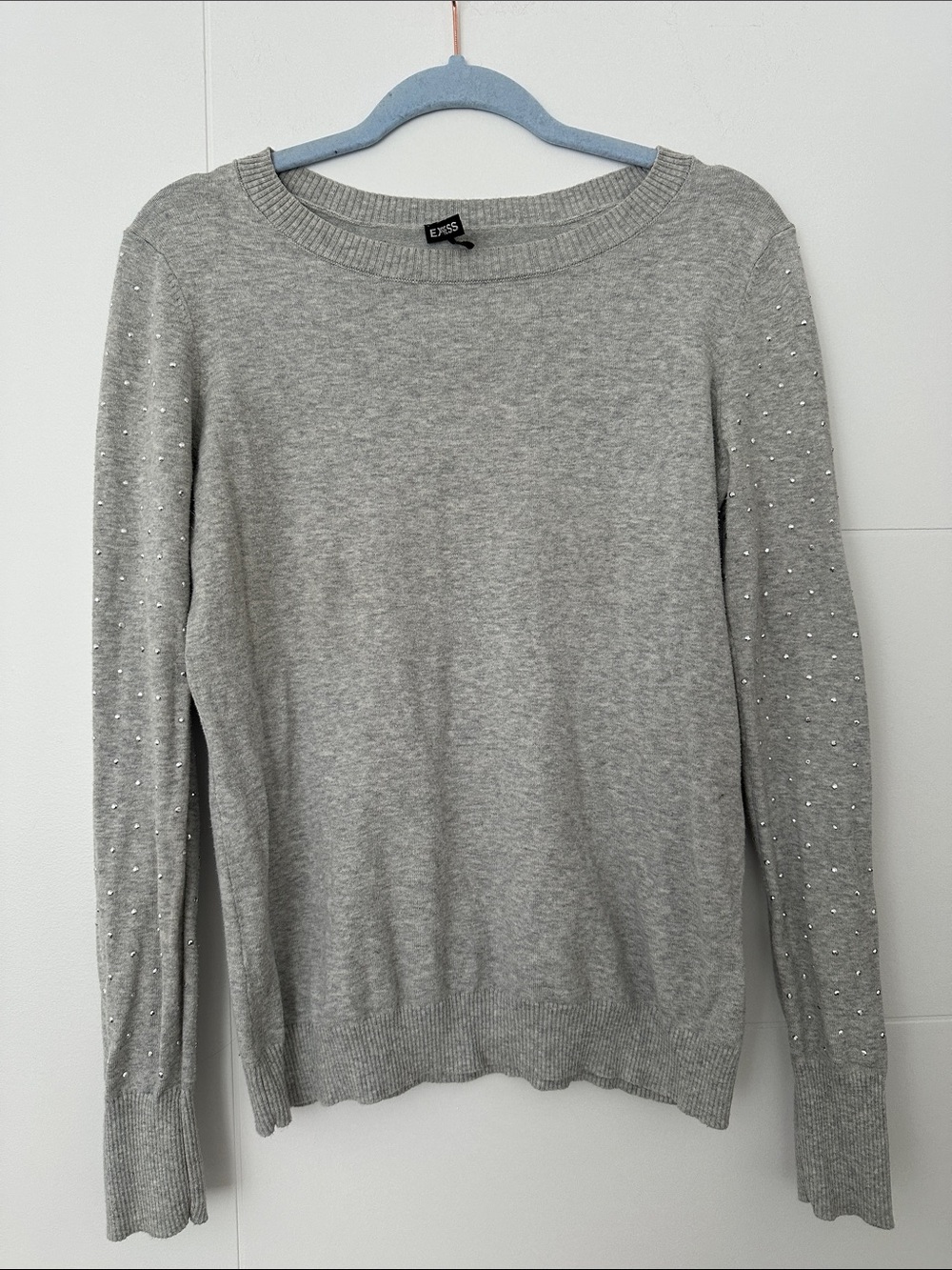 Grey sparkly Sleeved Crewneck Sweater